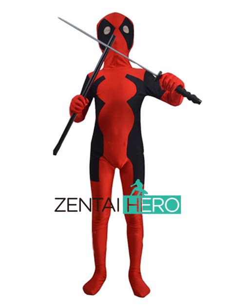 Children Deadpool Costume Fullbody Red & Black Kids Deadpool [DP1225 ...