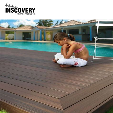 Custom Interlock WPC Outdoor Decking 3D Embossing Wood Grain Composite