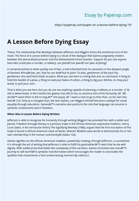 A Lesson Before Dying Essay Free Essay Example