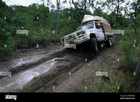 4WD adventure tour on Old Telegraph Track, Tip of Cape, Cape York Stock ...