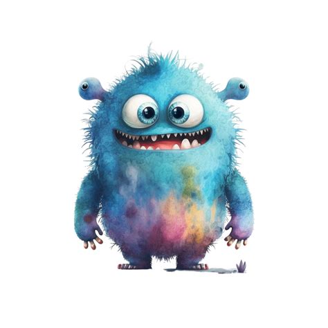 S Monster Clip Art Aquarell Ai Generativ Png