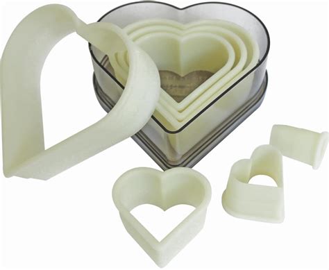 Set Of Pastry Cutters Heart Plain 7 Pieces Made Of Nylon 166104