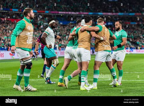 Paris, France. 23rd September, 2023. Ireland time celebrates during the ...