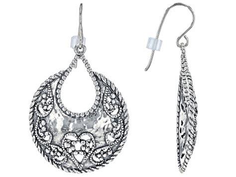 Sterling Silver Ornate Circle Dangle Earrings Spz Jtv