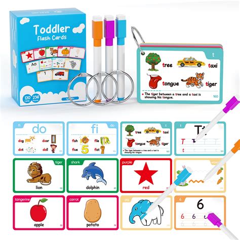 Buy 120 PCS, 236 Pictures Alphabet Flash Cards for Toddlers 2-8 Years ...