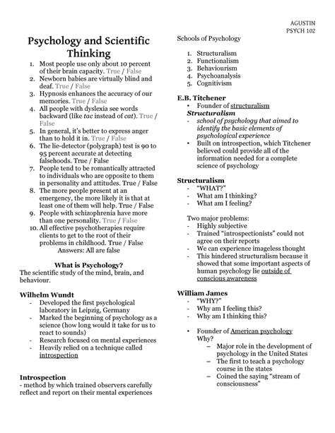 Psychology Scientific Thinking PSYCH 102 Psychology And Scientific