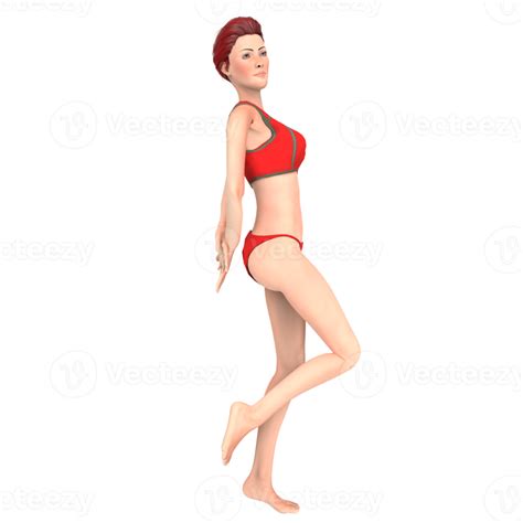 Red Bikini Girl 3d Illustration 10879403 PNG