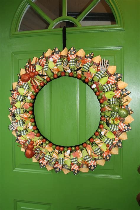 Halloween Wreath On A Green Door