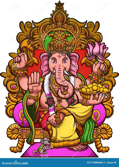 Cartoon Ganesha Vector Clip Art Illustration With Simple Gradients