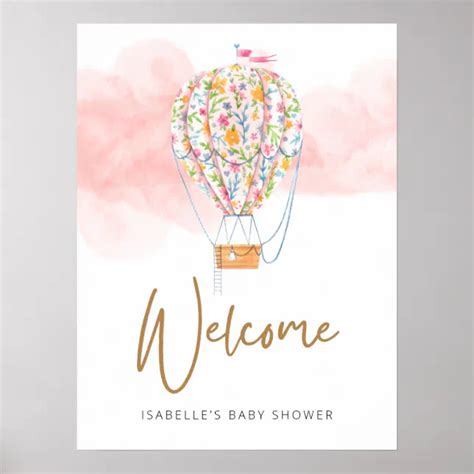 Hot Air Balloon Baby Shower Welcome Poster Zazzle