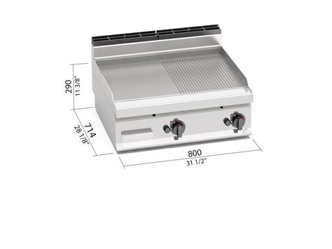 Smooth Grooved Gas Griddle Counter Top Commercial