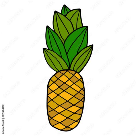 Cartoon Hand Drawn Doodle Pineapple Stock Vector Adobe Stock