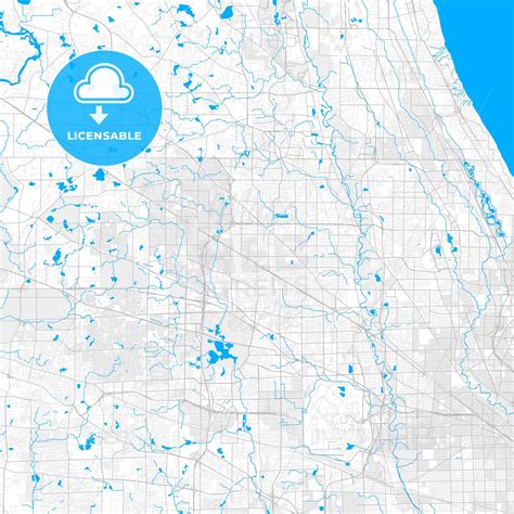 Rich detailed vector map of Arlington Heights, Illinois, USA - HEBSTREITS