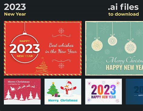 2023 New Year Greeting Cards ai files on Behance