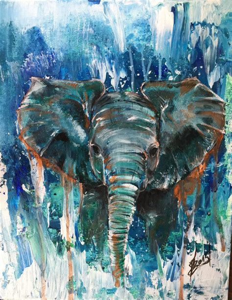 Elefantlains Elefant Acrylmalerei Malerei Wildtier Von Zuma