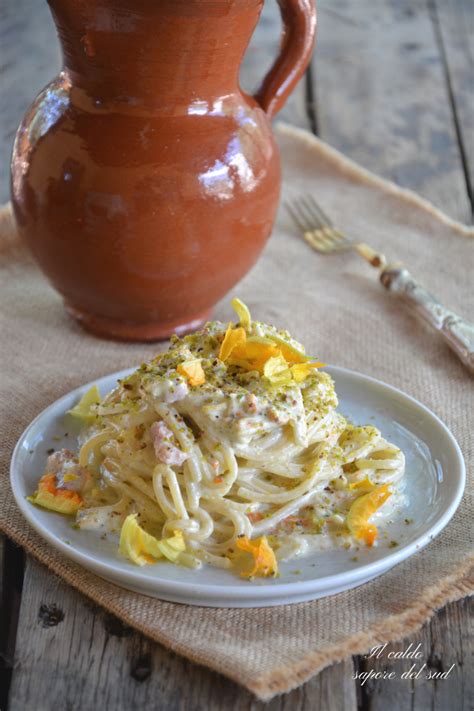 Pasta Ai Fiori Di Zucca Con Pancetta Panna E Pistacchio Blog Di Il