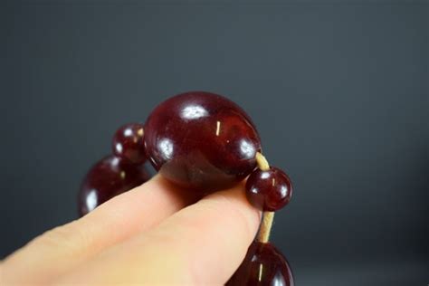 Faturan Graduated Red Cherry Amber Bakelite Beads Nec Gem