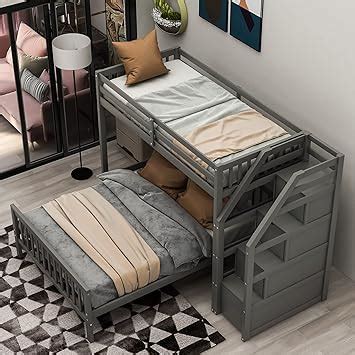 Goohome Cama Tipo Loft Individual Sobre Matrimonial Con Escalera