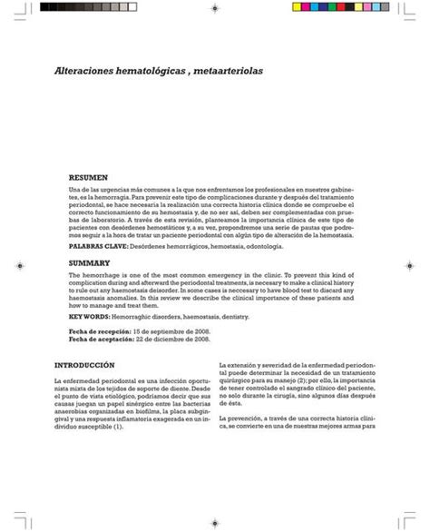 Alteraciones Hematológicas Metaarteriolas Medicina y Farmacia uDocz