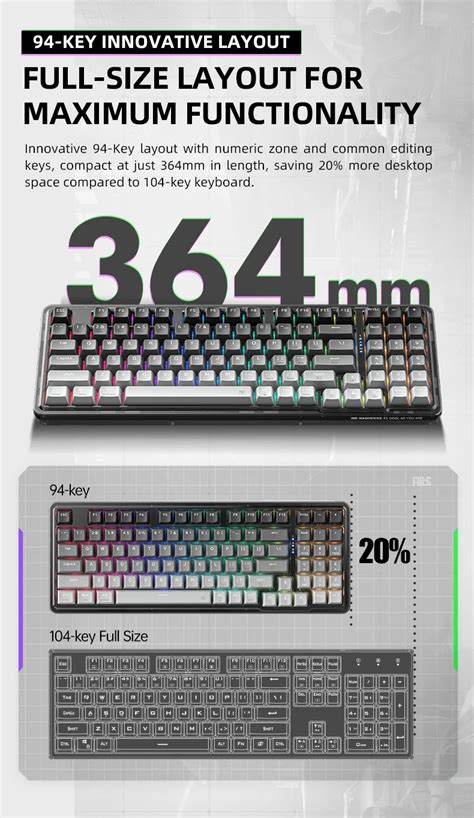 Machenike K500F B94W Wireless Mechanical Keyboard 94 Key Accessory Hot Swappable Onboard