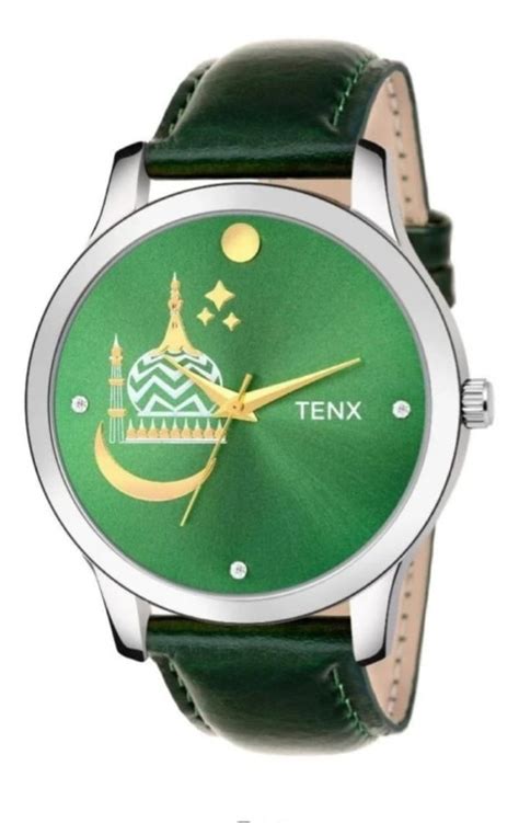 Tenx Round Green Men Analog Islamic Wrist Watch For Personal Use At Rs