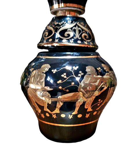 Porcelain Greek Perfume Bottle With Vaporiser Hand Made Hand Painted