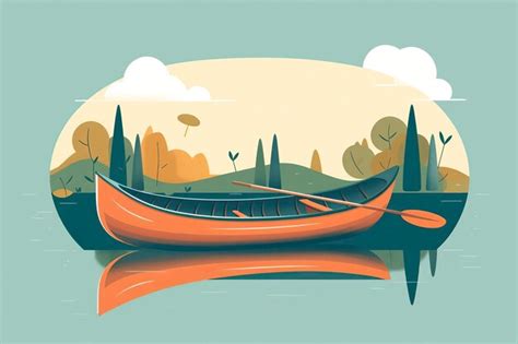 Premium AI Image | Canoe on the river illustration Boat Illustration generative AI