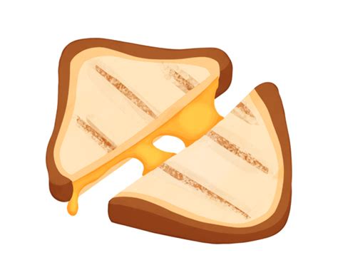 Illustration Of Cheese Toast Cut Into Two Pieces With No Background