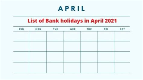 List Of Bank Holidays In April Bank Closing Days Prepareexams