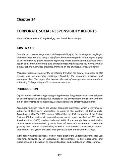 Pdf Corporate Social Responsibility Reports