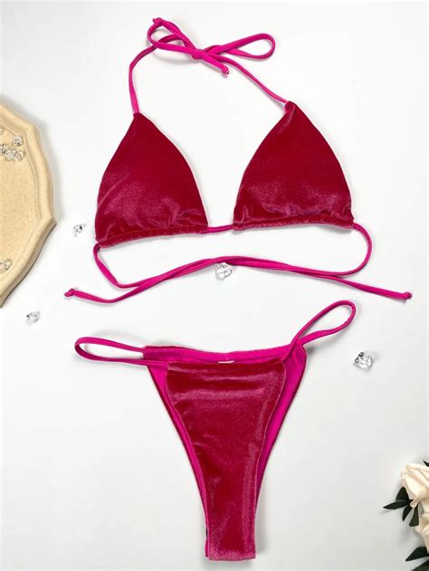 Solid Velvet Women Sexy Micro Bikini Set Women Swimwear Hangzhou Sunra Fashion Co Ltd