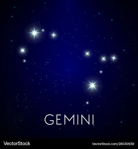 Constellation Gemini Zodiac In Night Sky Vector Image