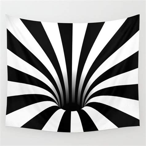 Optical Illusion Op Art Radial Stripes Warped Black Hole Wall Hanging