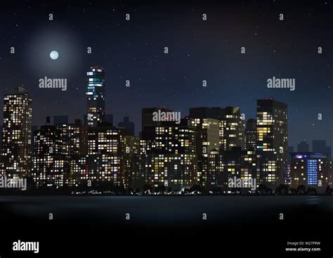 Night City Skyline Stock Vector Image & Art - Alamy