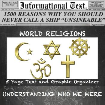 Basic beliefs of the five Religions of the World--Informational Text