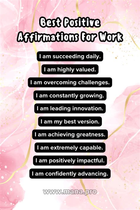 199+ Positive Affirmations For Work (Free HD Images) - Mana