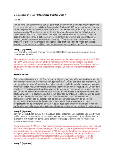 WC Oefentoets Verbintenissenrecht Oefententamen Week 7