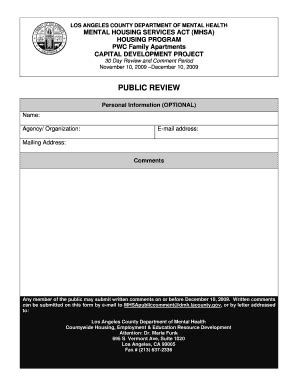 Fillable Online File Lacounty Pwc Public Comment Form Doc March