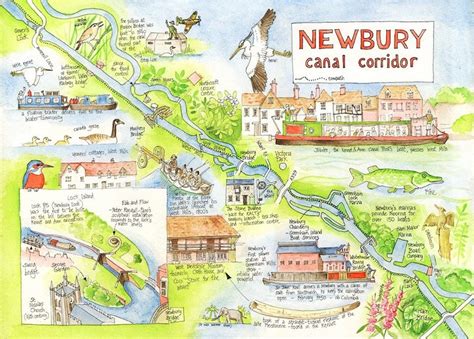 Canal Map Newbury Canal Corridor small Map A4 Size - Etsy