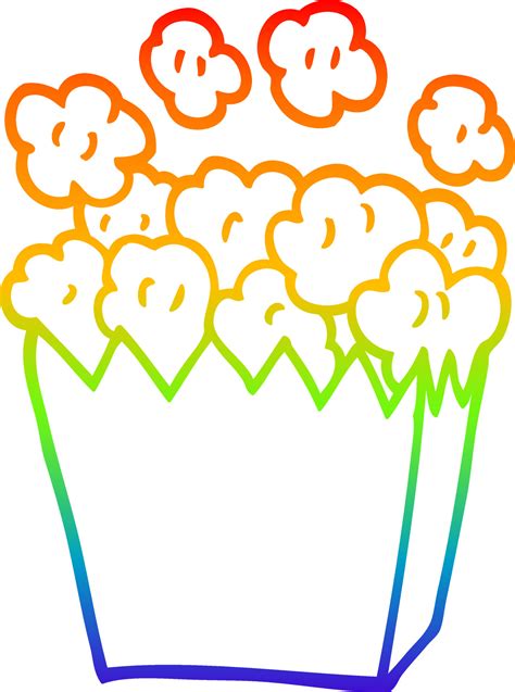 rainbow gradient line drawing cartoon popcorn 10766376 Vector Art at ...