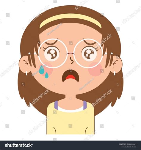 Girl Crying Face Cartoon Cute Stock Vector Royalty Free