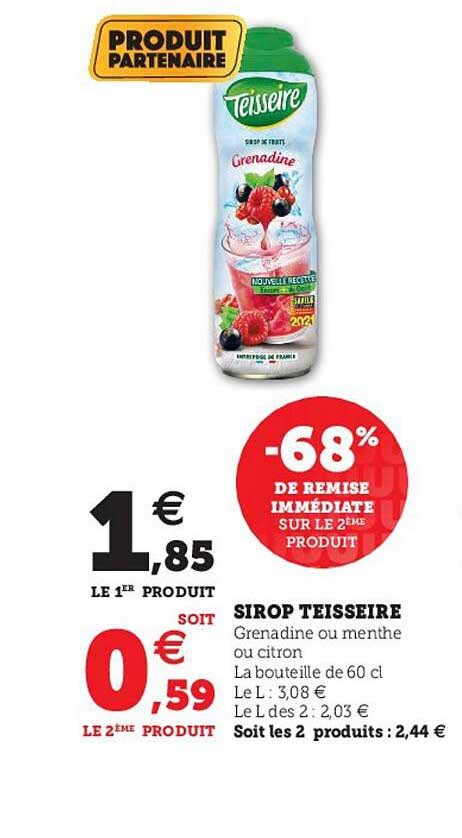 Promo Sirop Teisseire 68 De Remise Immédiate Sur Le 2ème Produit chez