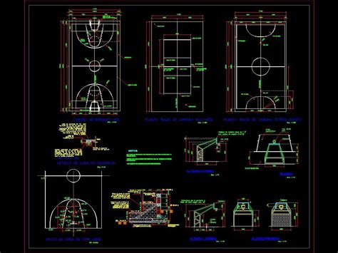 Cancha Deportiva De Usos Multiples En AutoCAD Librería CAD