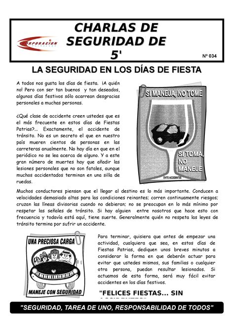 034 la seguridad en los días de fiesta CHARLAS DECHARLAS DE SEGURIDAD