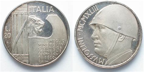 Italien Italy Lire Mussolini Silver Proof Scarce Ma