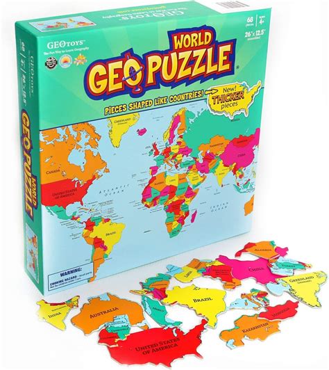 Geotoys Geopuzzle World Juguetes Educativos Para Niños Y Niñas Rompecabezas De Geografía De