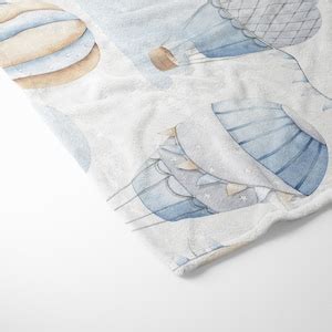 Personalized Hot Air Balloon Baby Blanket Baby Shower Gift Hot Air Balloon Crib Bedding Baby