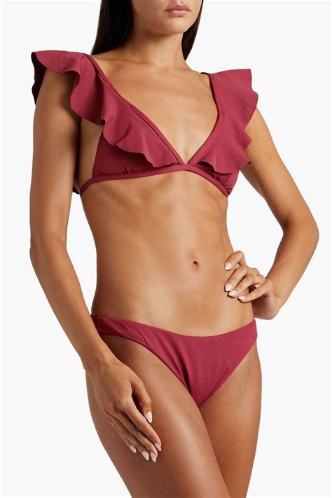 EBERJEY Stretch piqué low rise bikini briefs THE OUTNET