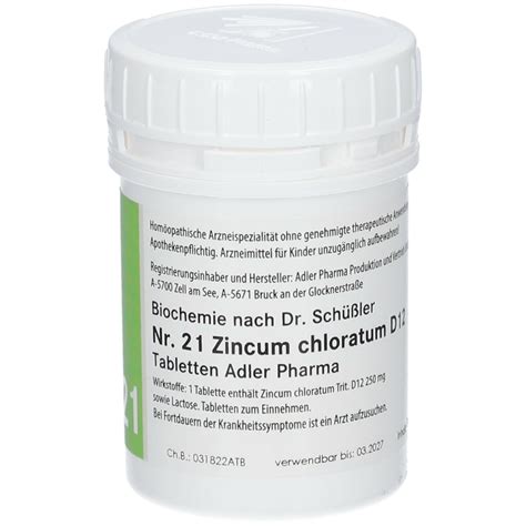 Adler Schüssler Salze Nr 21 Zincum chloratum D12 100 g Shop Apotheke