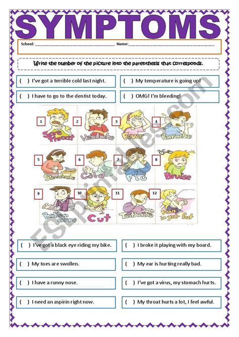 Free Printable Symptom Management Worksheets